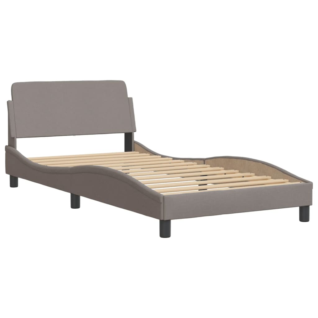 vidaXL Estrutura cama cabeceira 100x200 cm tecido castanho-acinzentado