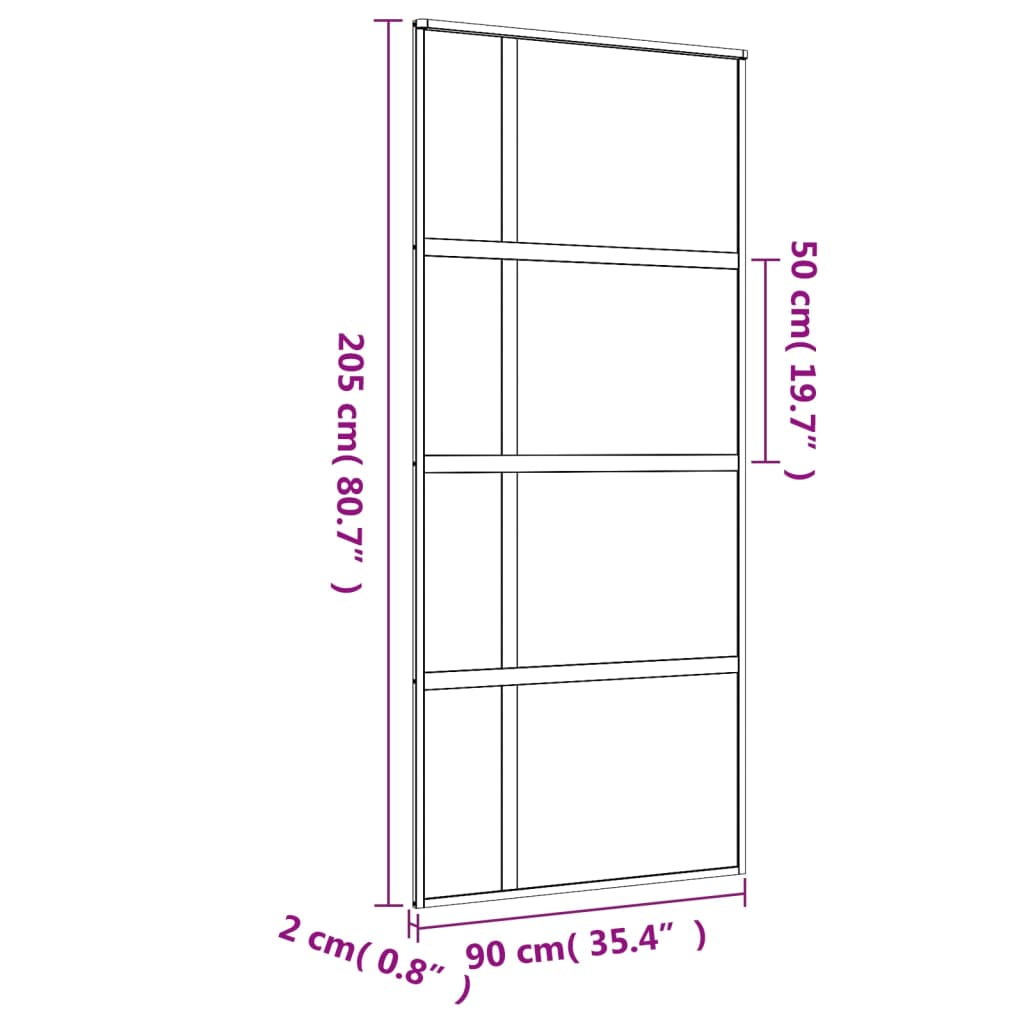 vidaXL Porta deslizante 90x205 cm vidro ESG/alumínio dourado