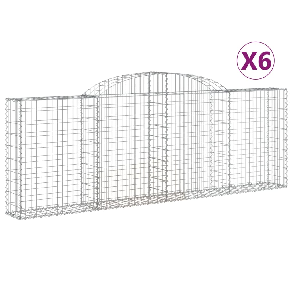 vidaXL Cestos gabião arqueados 6pcs 300x30x100/120cm ferro galvanizado