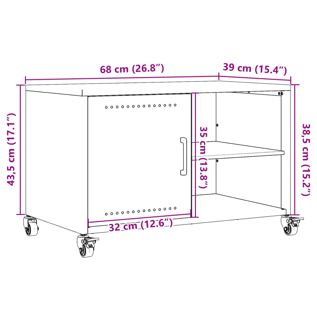 vidaXL Móvel de TV 68x39x43,5 cm aço rosa