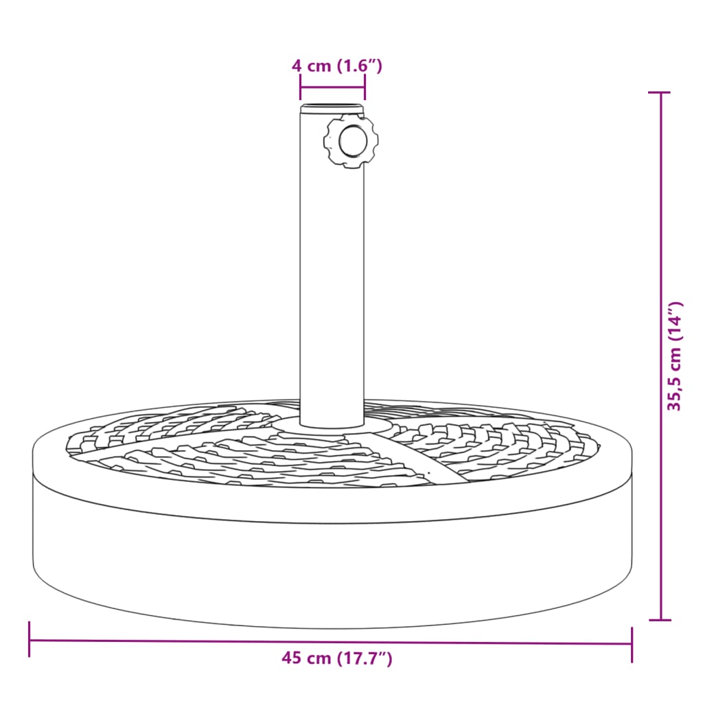 vidaXL Base de guarda-sol para postes de Ø38/48 mm 25 kg redondo