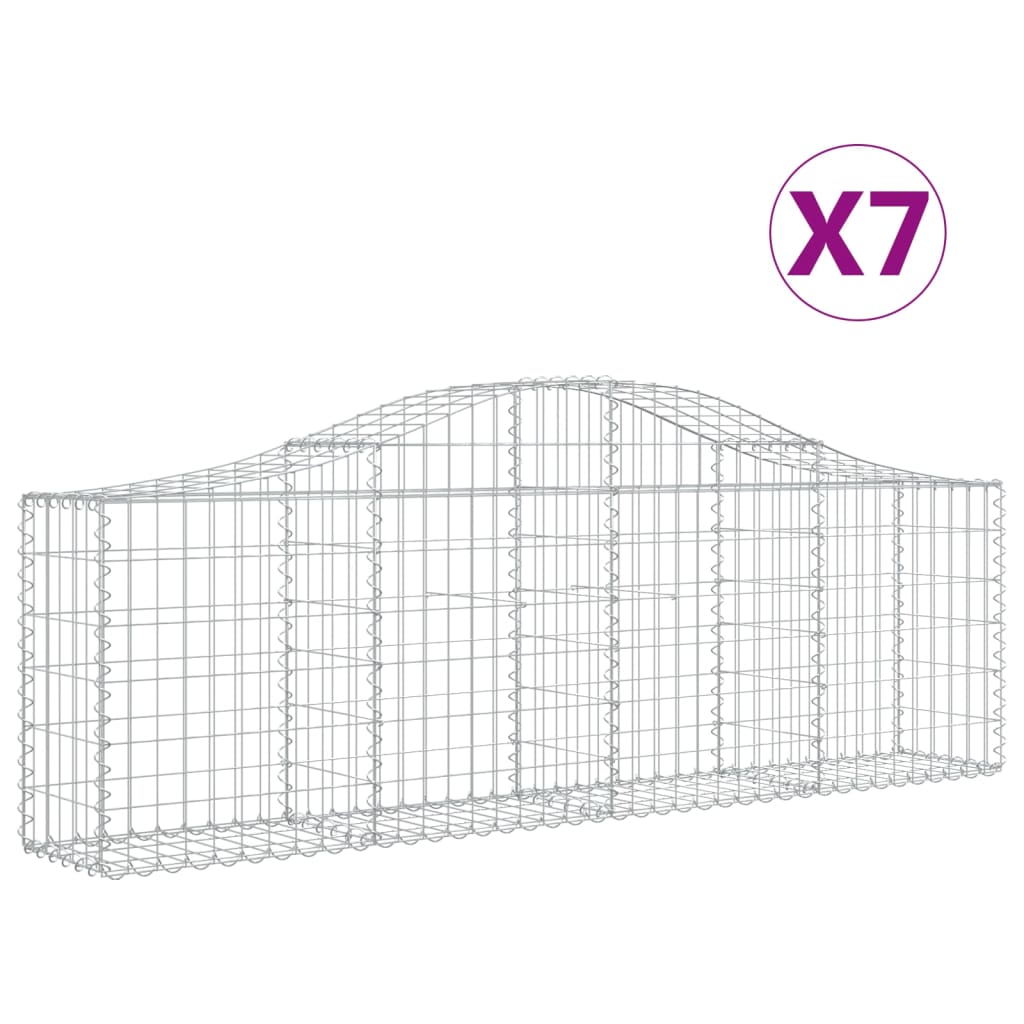 vidaXL Cestos gabião arqueados 7 pcs 200x30x60/80 cm ferro galvanizado