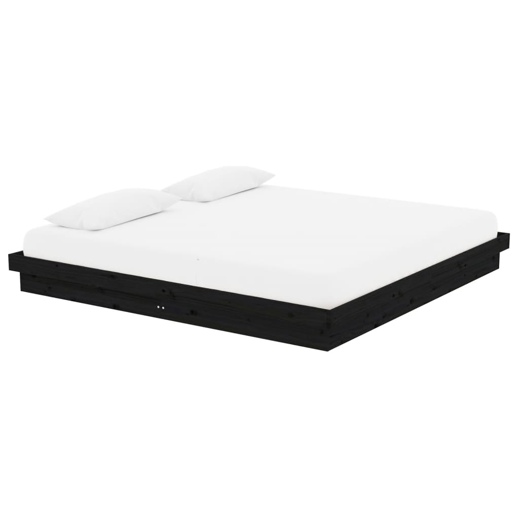 vidaXL Estrutura de cama 200x200 cm madeira maciça preto