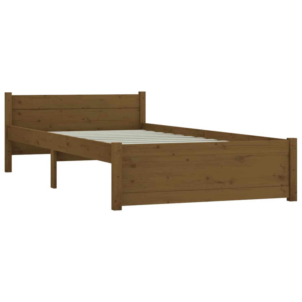 vidaXL Estrutura cama pequena solteiro 75x190 cm madeira castanho mel