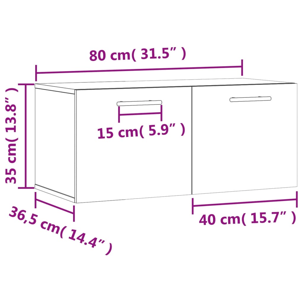 vidaXL Armário parede 80x36,5x35 cm derivados madeira cinzento sonoma