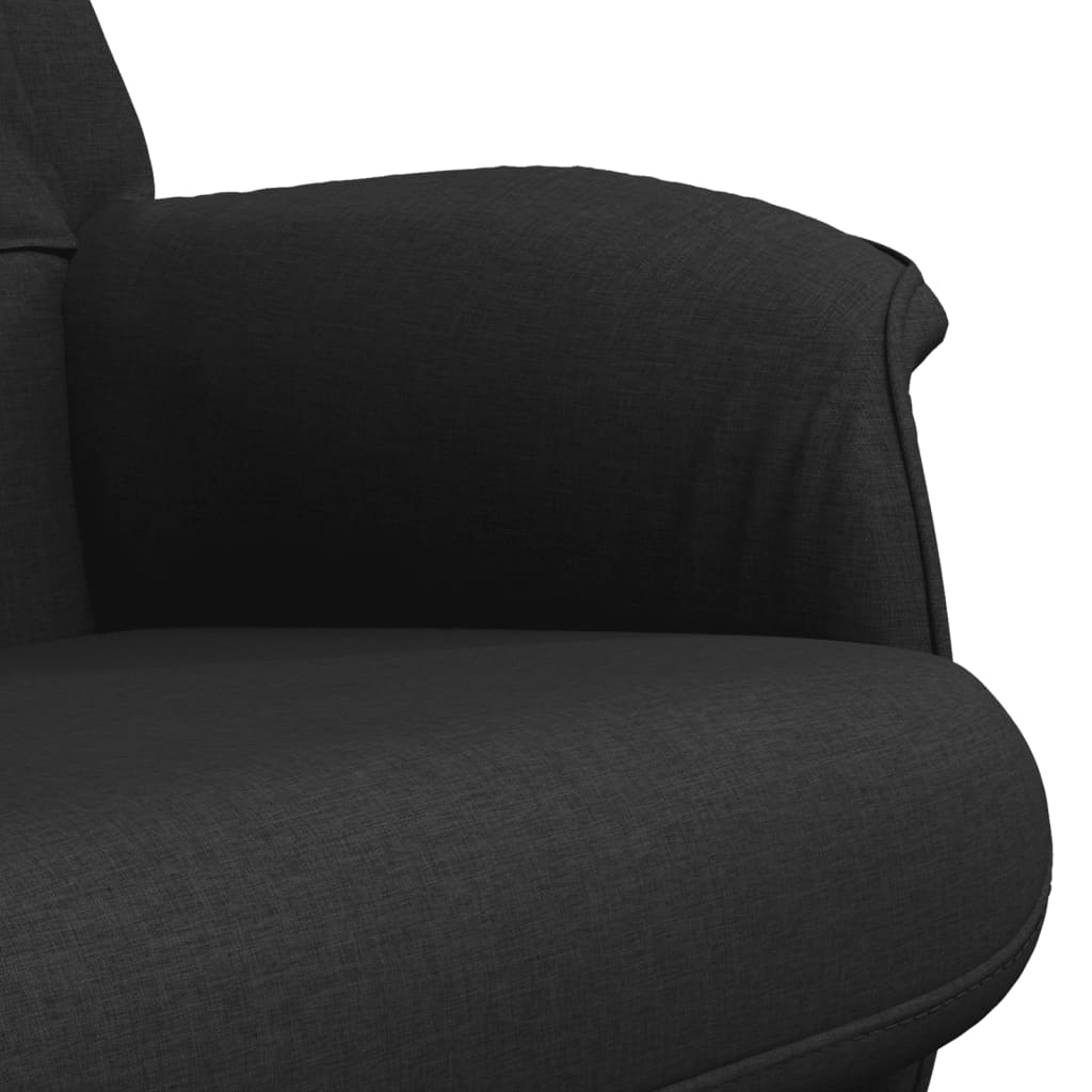 vidaXL Cadeira reclinável com apoio de pés tecido preto
