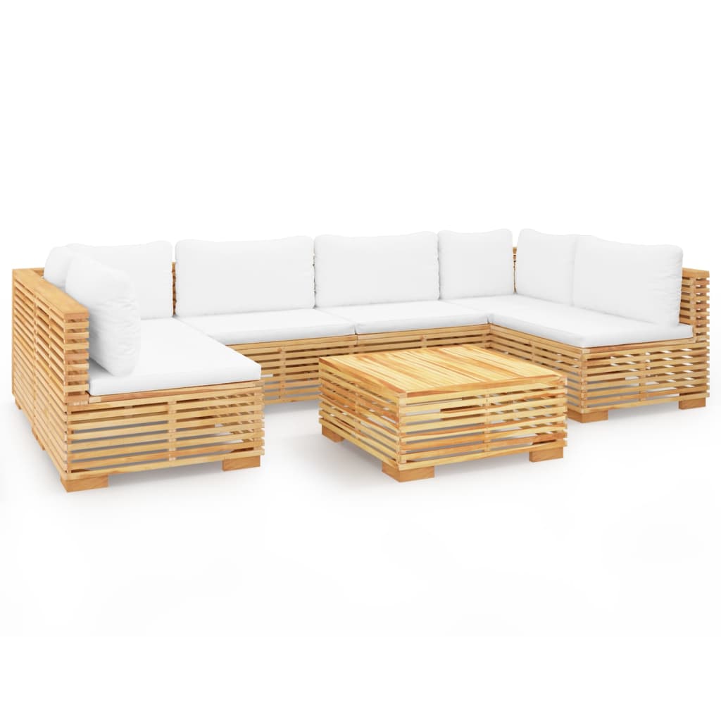 vidaXL 7 pcs conjunto lounge jardim c/ almofadões madeira teca maciça