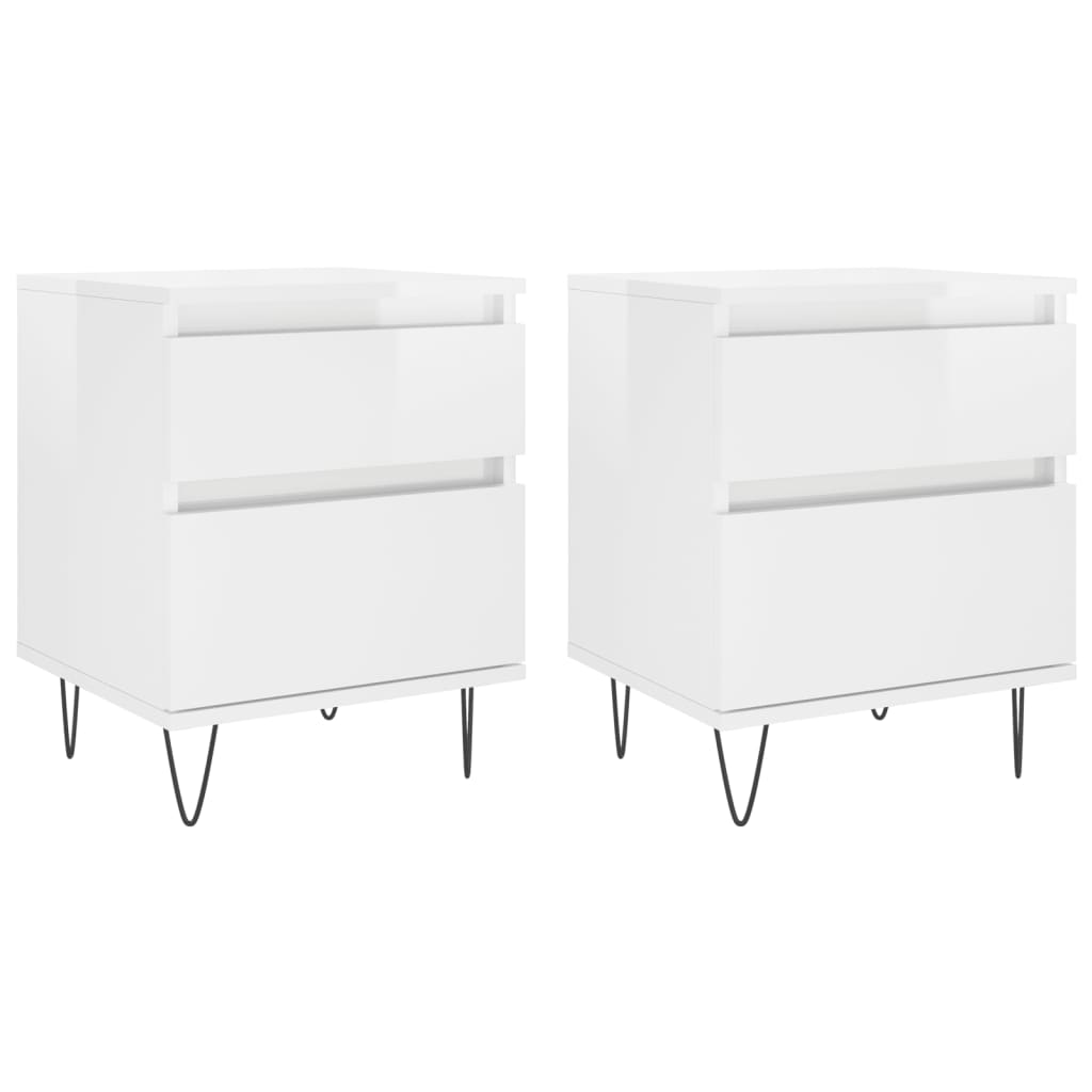 vidaXL Mesa de cabeceira 2 pcs derivados de madeira branco brilhante