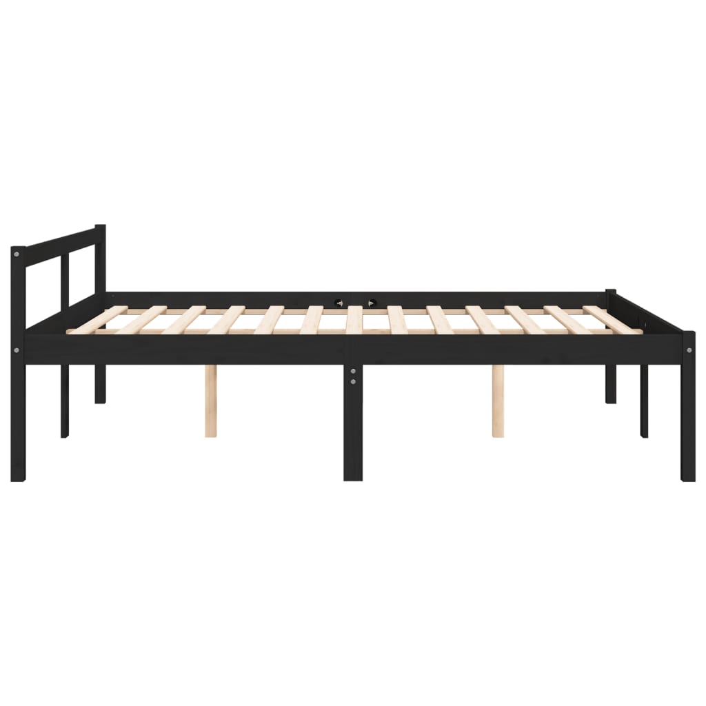 vidaXL Cama para idosos king size 150x200 cm pinho maciço preto