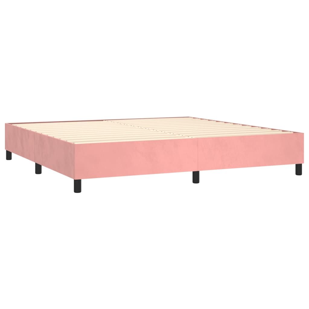 vidaXL Cama box spring c/ colchão/LED 200x200 cm veludo rosa