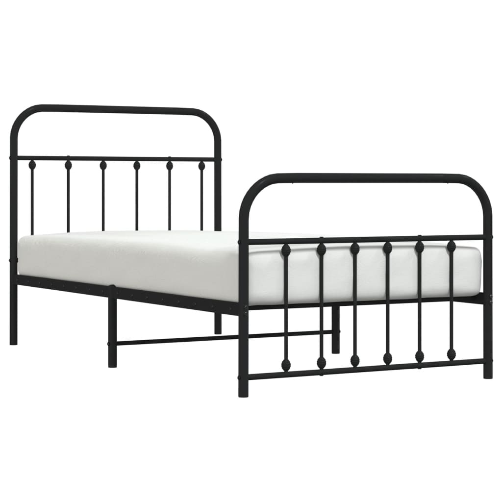 vidaXL Estrutura de cama com cabeceira e pés 100x190 cm metal preto