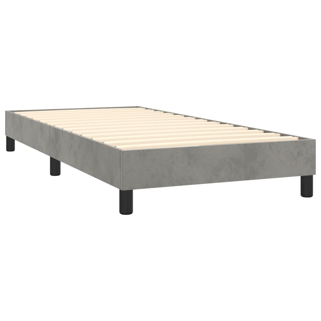 vidaXL Cama com molas/colchão 80x200 cm veludo cinza-claro