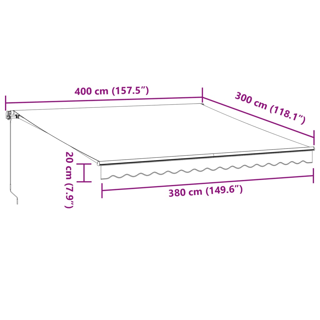 vidaXL Toldo retrátil automático 400x300 cm bordô