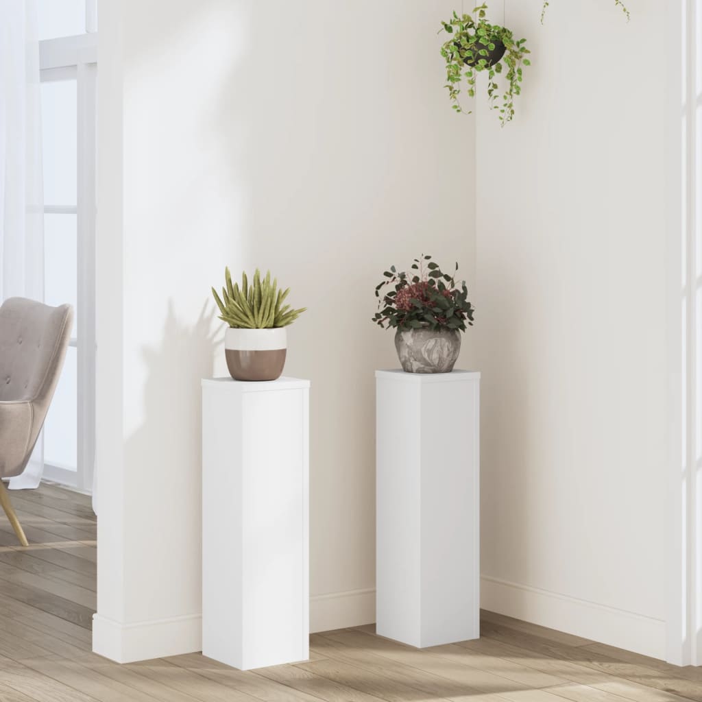 vidaXL Suportes p/ plantas 2 pcs 17x17x60 cm derivados madeira branco