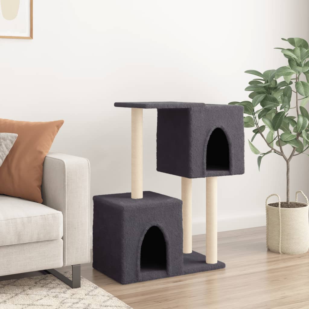 vidaXL Árvore p/ gatos c/ postes arranhadores sisal 86 cm cinza-escuro