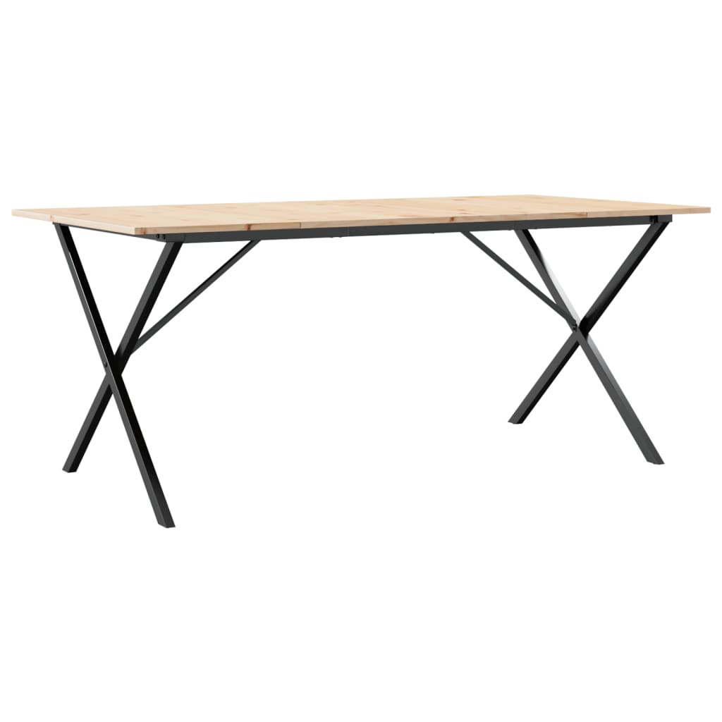 vidaXL Mesa de jantar estrutura em X 180x90x75cm pinho e ferro fundido