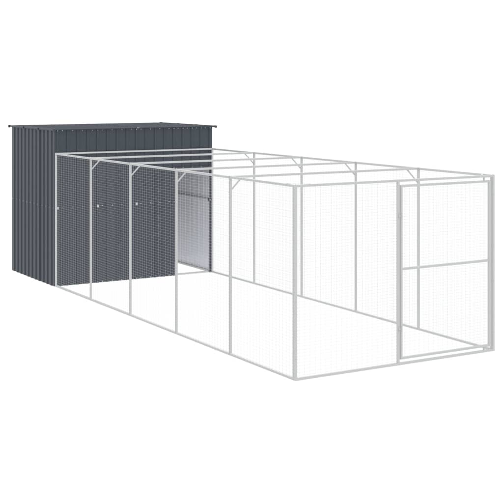 vidaXL Casota p/ cães c/ parque 214x661x181 cm aço galvaniz. antracite