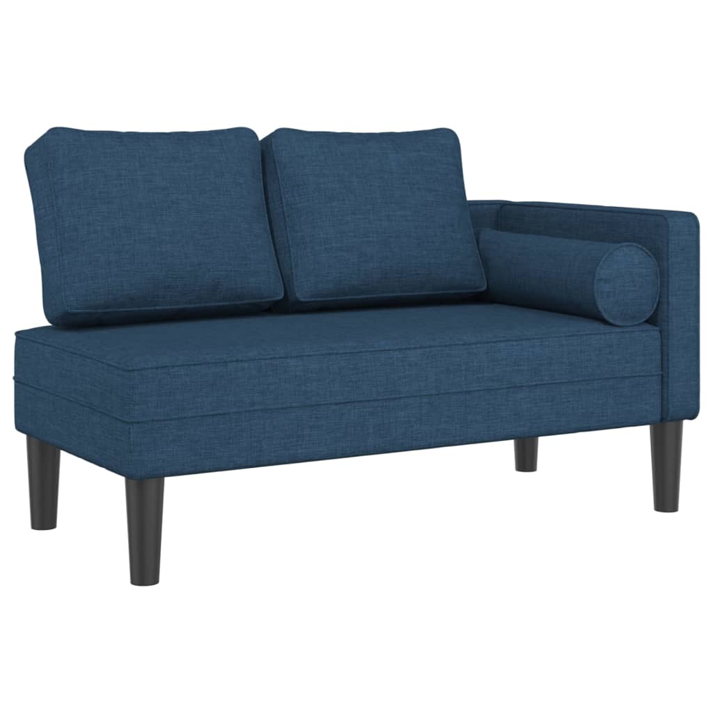 vidaXL Chaise lounge com almofadões tecido azul