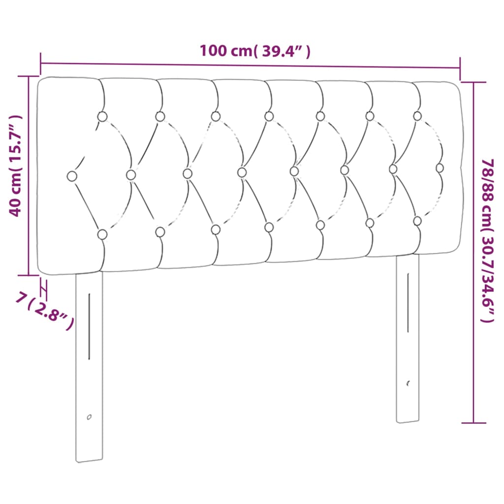 vidaXL Cabeceira de cama c/ luzes LED tecido 100x7x78/88 cm castanho