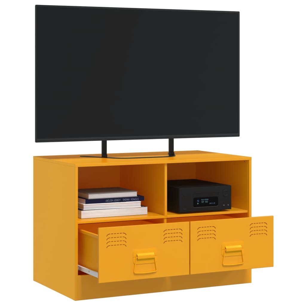 vidaXL Móvel de TV 67x39x44 cm aço amarelo mostarda