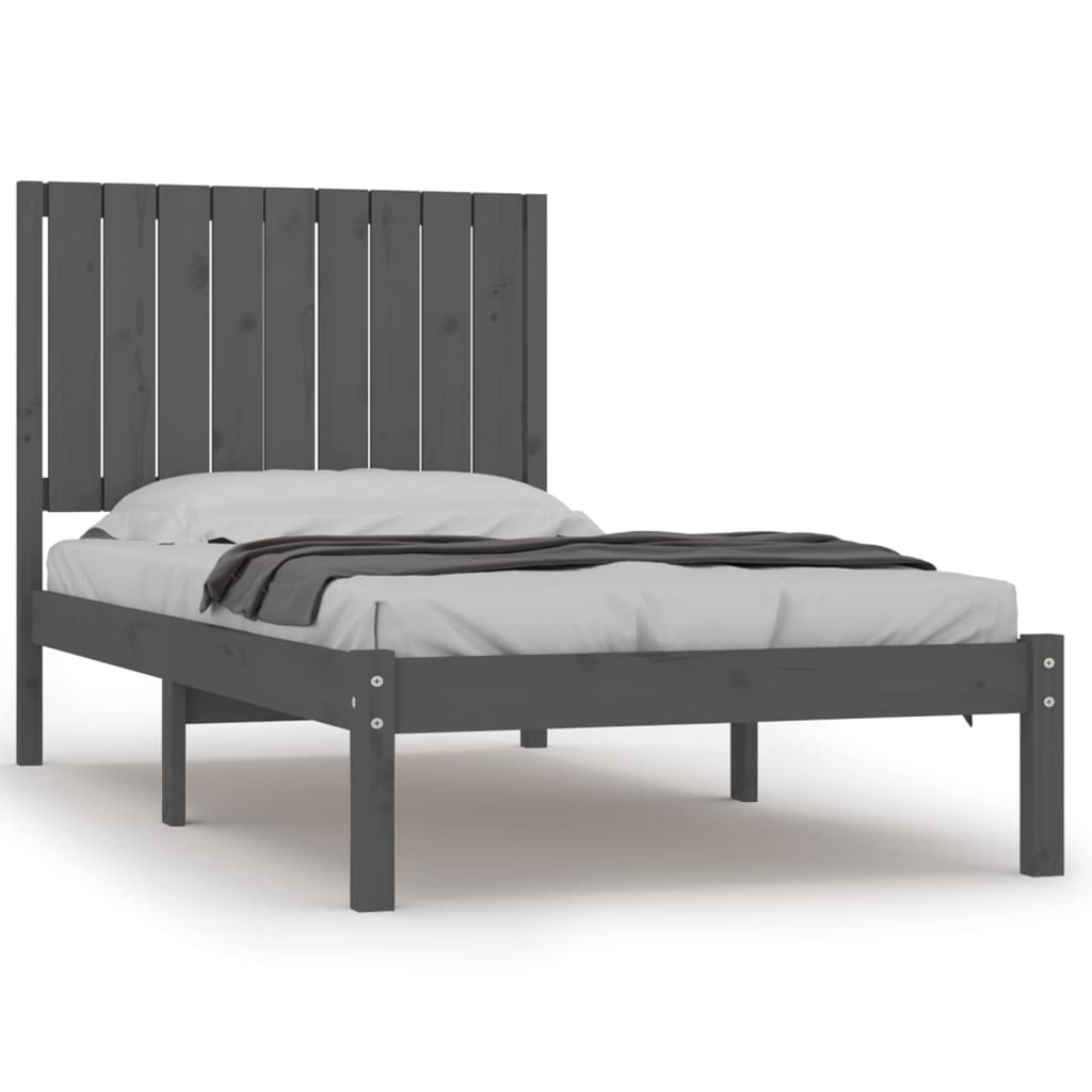 vidaXL Estrutura cama solteiro 90x200 cm pinho maciço cinzento