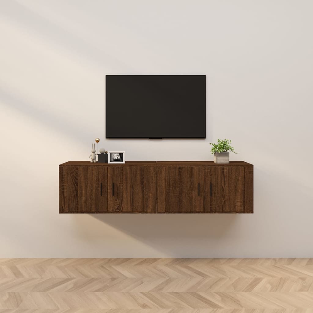 vidaXL Móveis de TV de parede 2 pcs 80x34,5x40 cm carvalho castanho