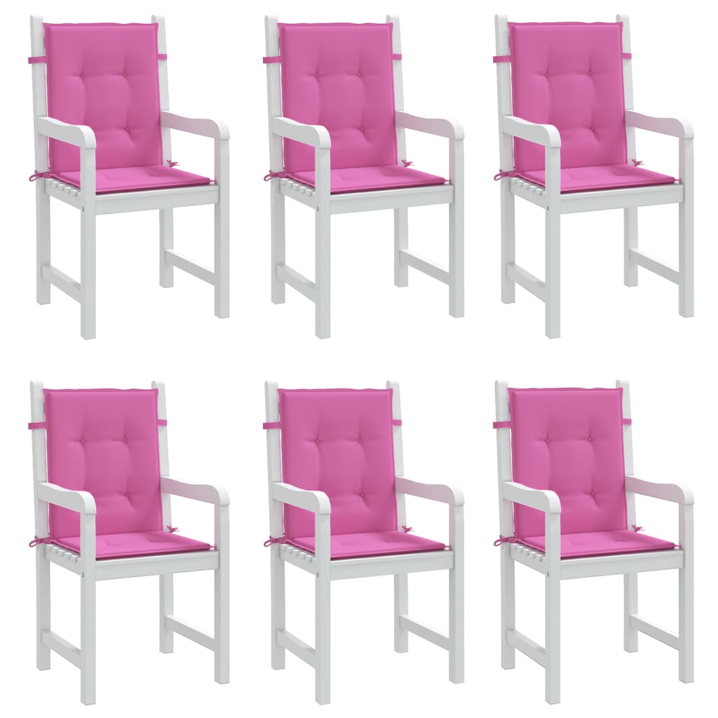 vidaXL Almofadões p/ cadeira de encosto baixo 6 pcs tecido rosa