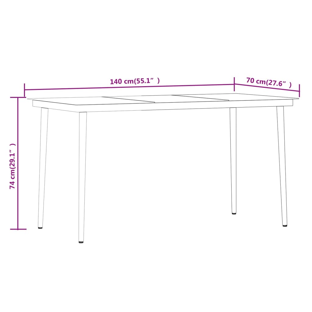 vidaXL 7 pcs conjunto de jantar para jardim com almofadões preto