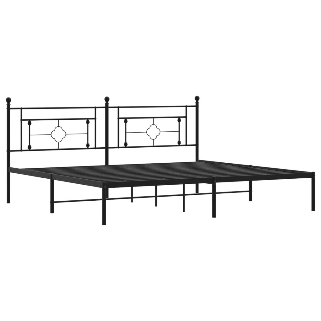 vidaXL Estrutura de cama com cabeceira 200x200 cm metal preto