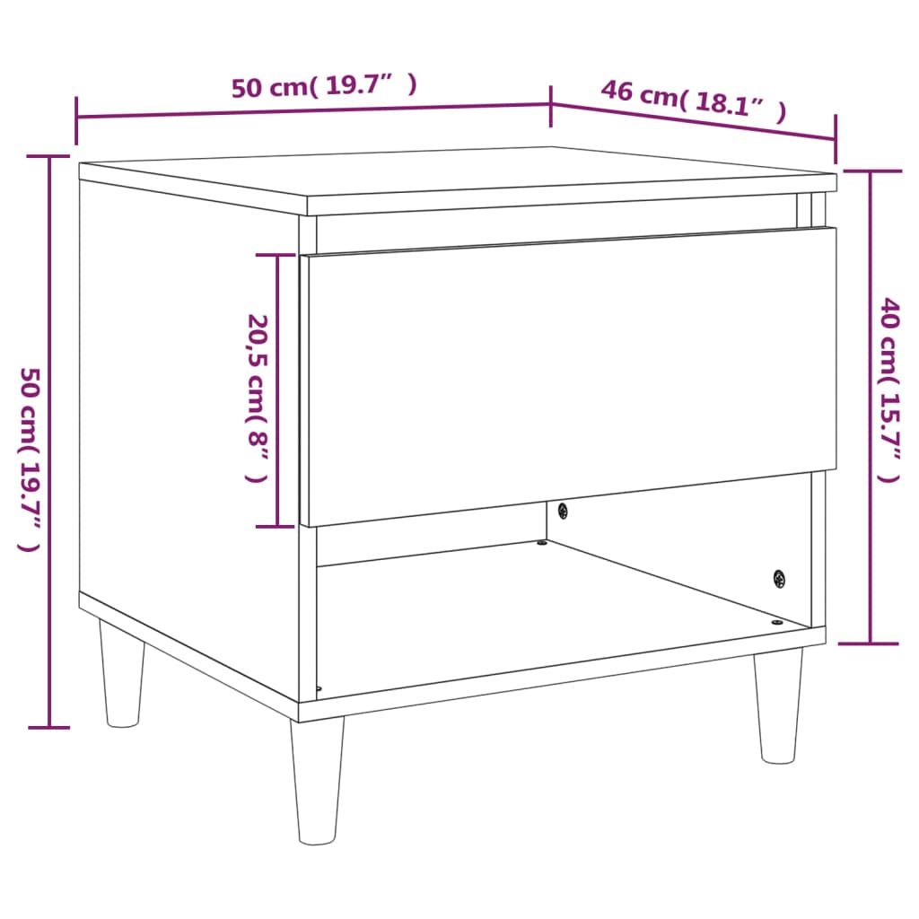 vidaXL Mesas de cabeceira 2pcs 50x46x50 cm deriv. madeira cinza sonoma