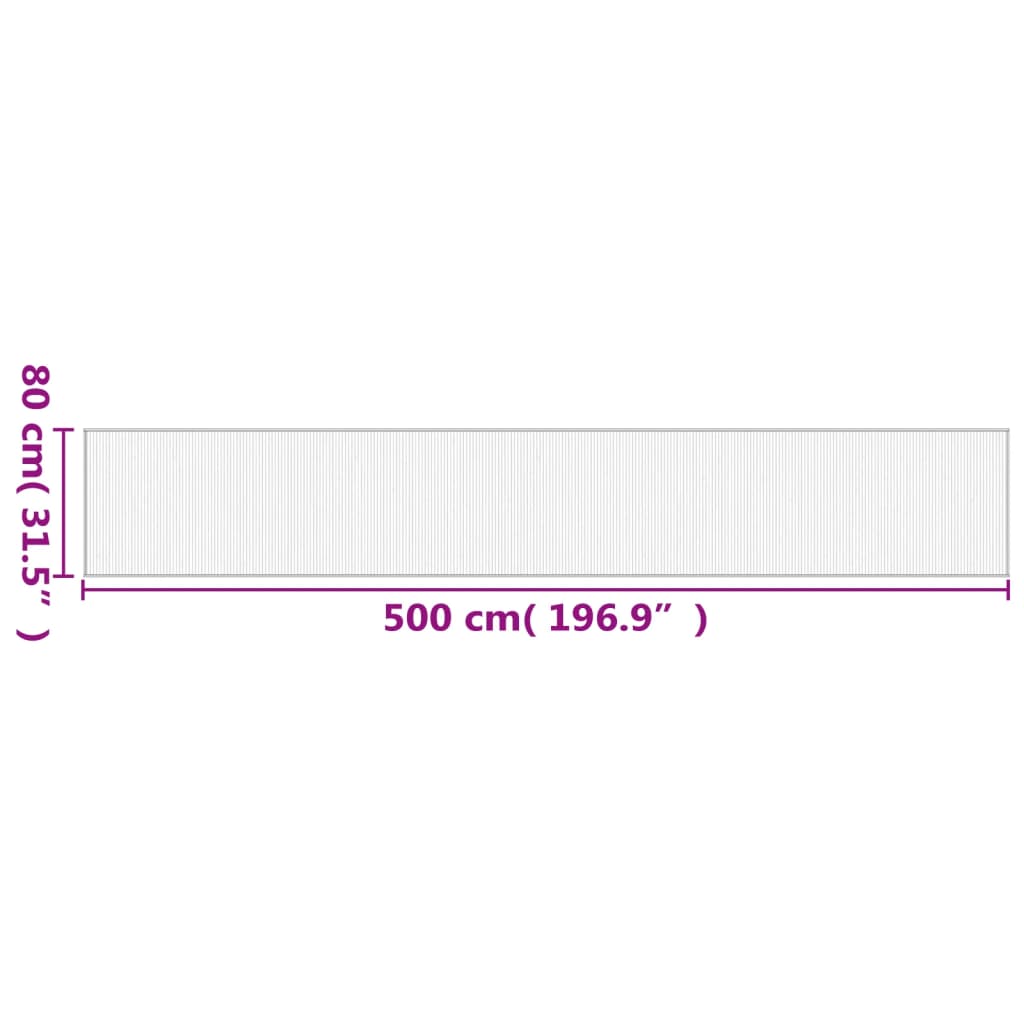 vidaXL Tapete retangular 80x500 cm bambu cor natural