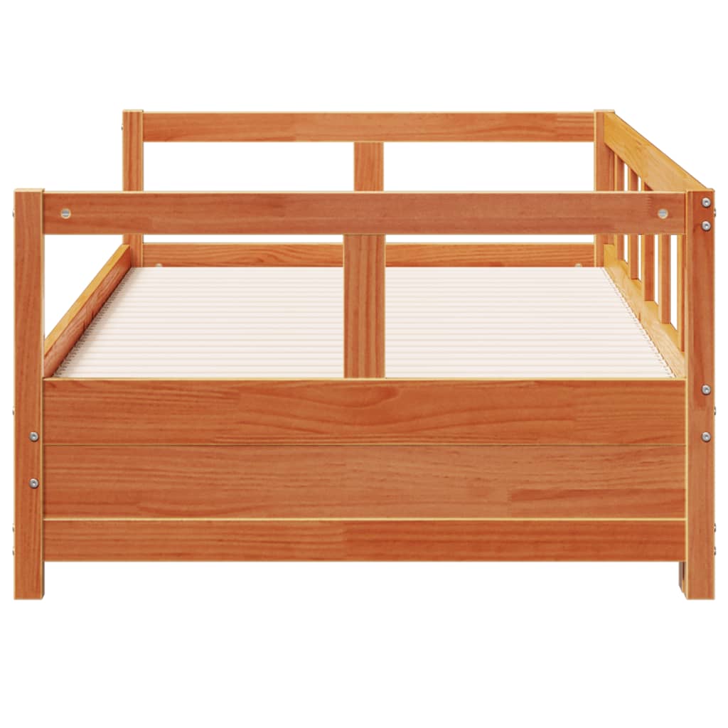 vidaXL Sofá-cama sem colchão 80x200 cm madeira de pinho castanho cera