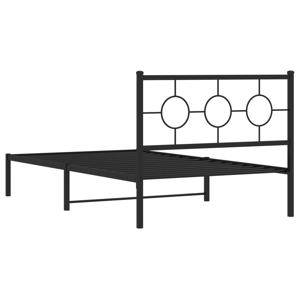 vidaXL Estrutura de cama com cabeceira 107x203 cm metal preto