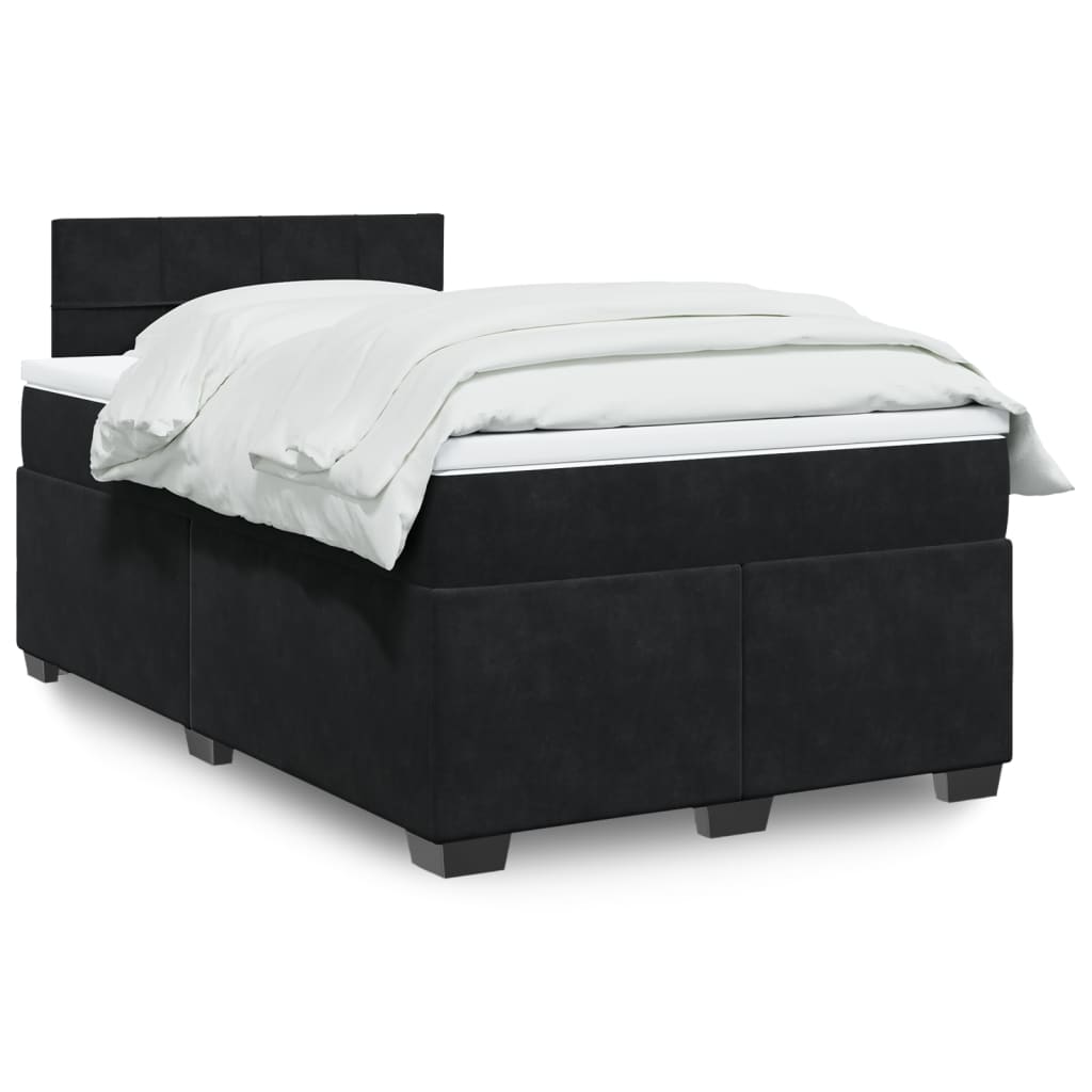 vidaXL Cama boxspring com colchão 120x190 cm veludo preto