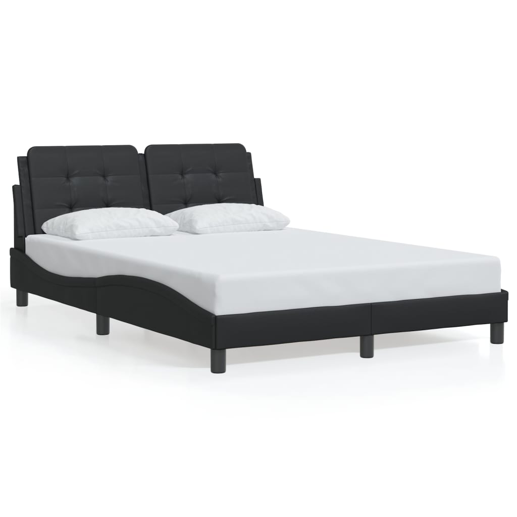 vidaXL Estrutura de cama c/ cabeceira 120x200cm couro artificial preto