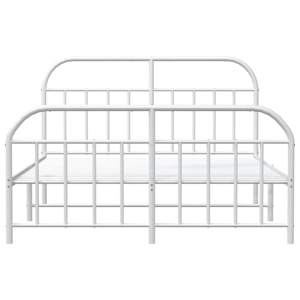 vidaXL Estrutura de cama com cabeceira e pés 135x190 cm metal branco