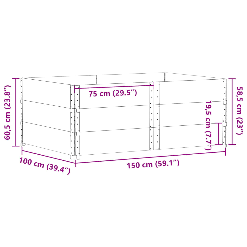 vidaXL Vaso/floreira de jardim 150x100cm madeira de pinho maciça preto