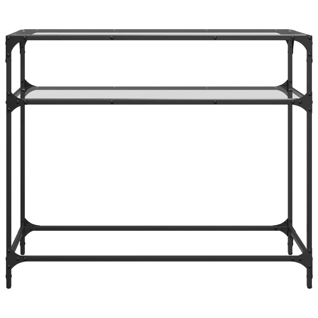 vidaXL Mesa consola com tampo em vidro transparente 98x35x81 cm aço