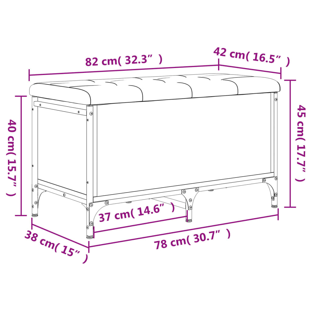 vidaXL Banco de arrumação 82x42x45cm derivados madeira carvalho sonoma