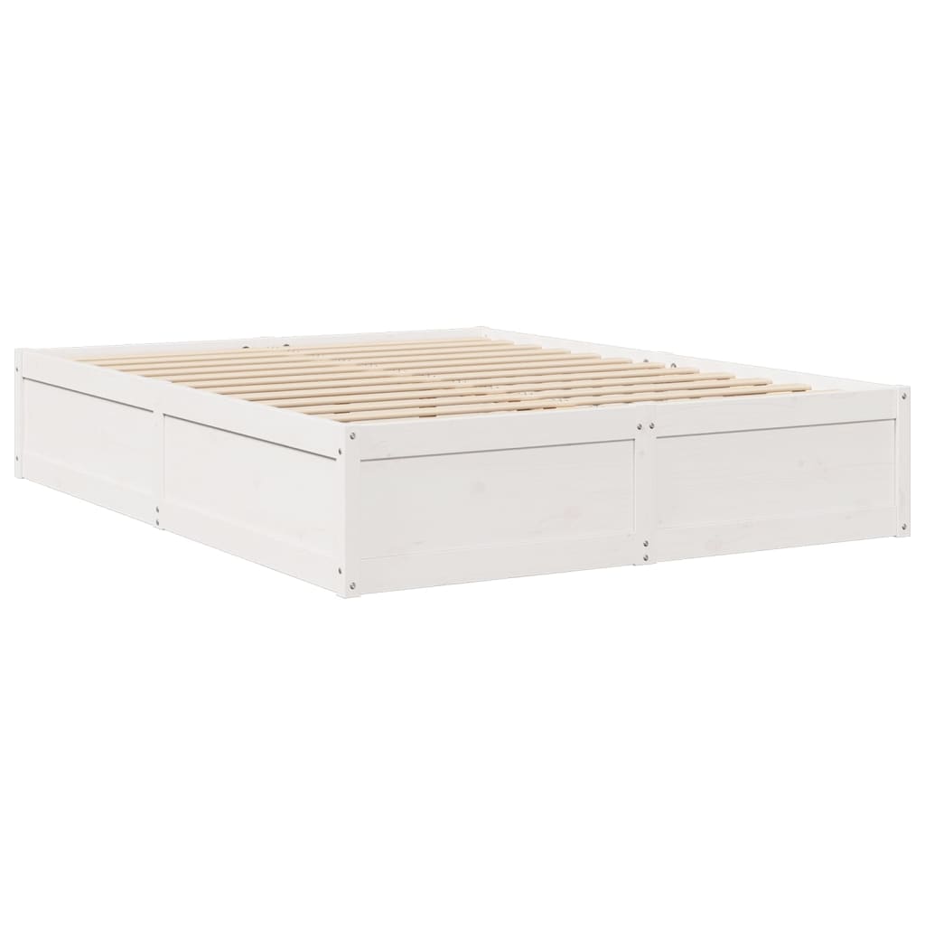 vidaXL Cama com colchão 140x200 cm madeira de pinho maciça branco