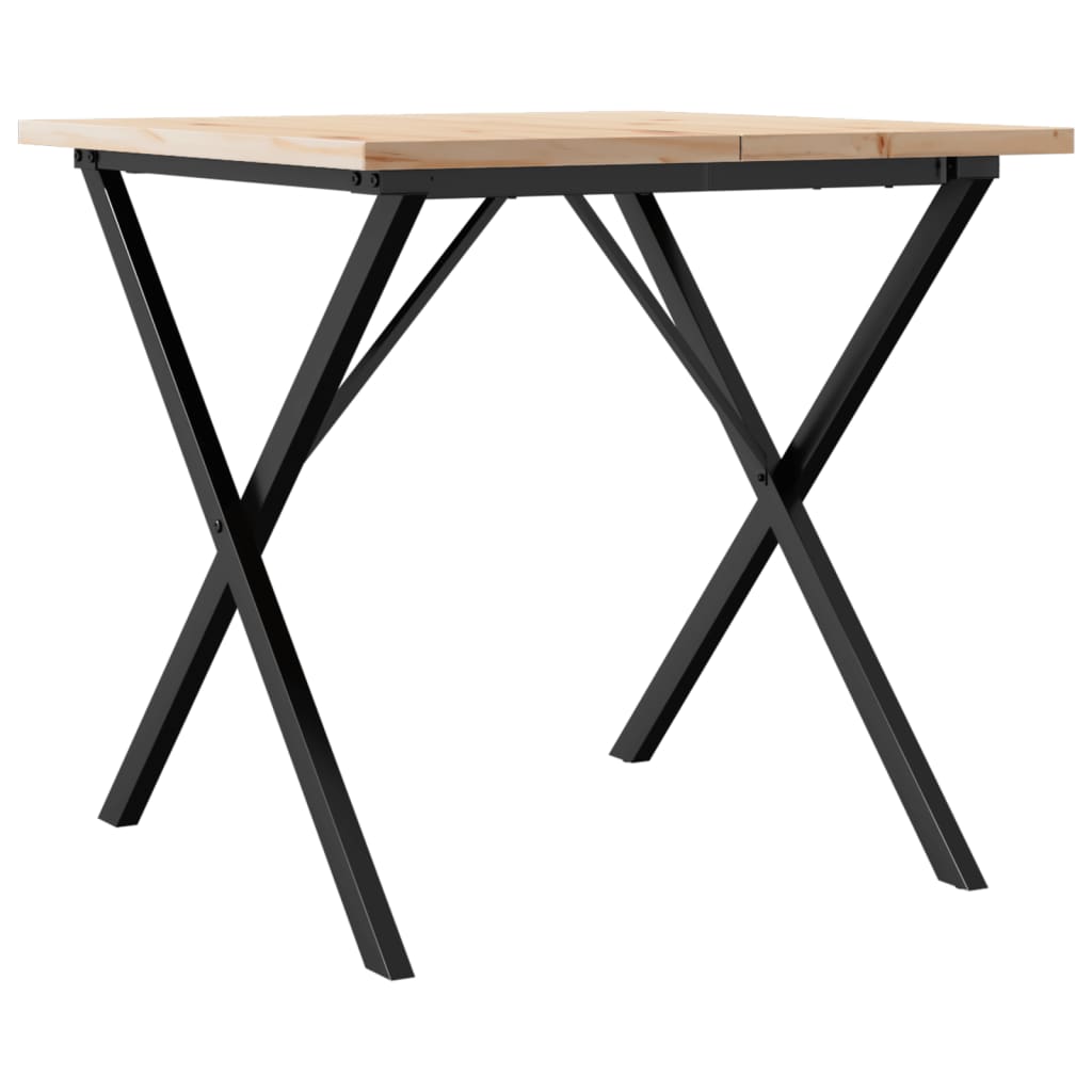 vidaXL Mesa de jantar estrutura em X 90x90x75,5 cm pinho/ferro fundido