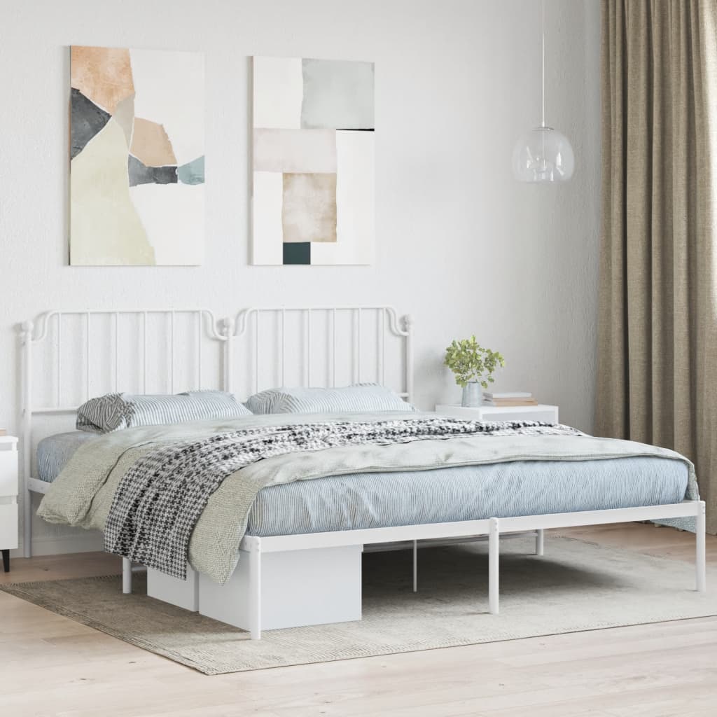 vidaXL Estrutura de cama com cabeceira 180x200 cm metal branco