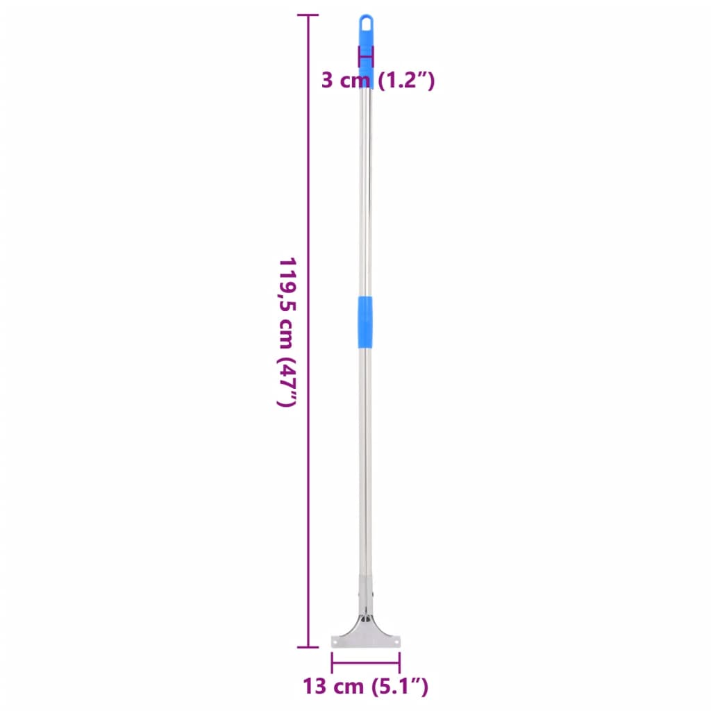 vidaXL Cabo de rodo de chão 119,5 cm aço e plástico