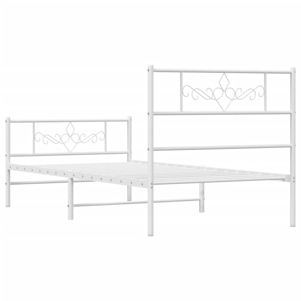 vidaXL Estrutura de cama com cabeceira e pés 75x190 cm metal branco