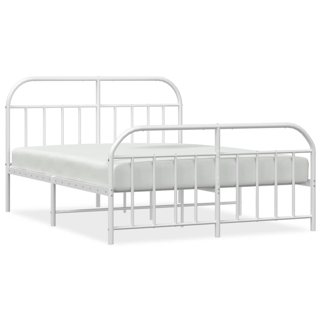 vidaXL Estrutura de cama com cabeceira e pés 140x190 cm metal branco