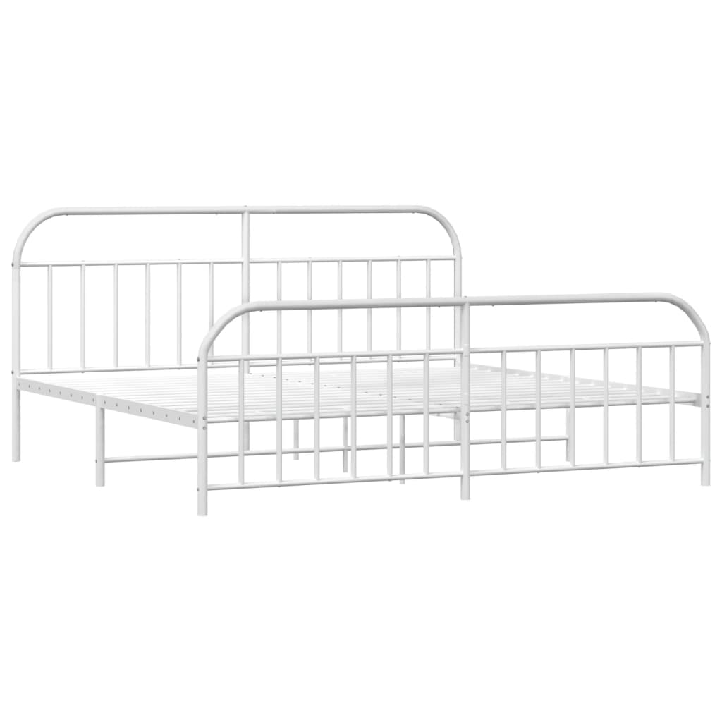 vidaXL Estrutura de cama com cabeceira e pés 193x203 cm metal branco