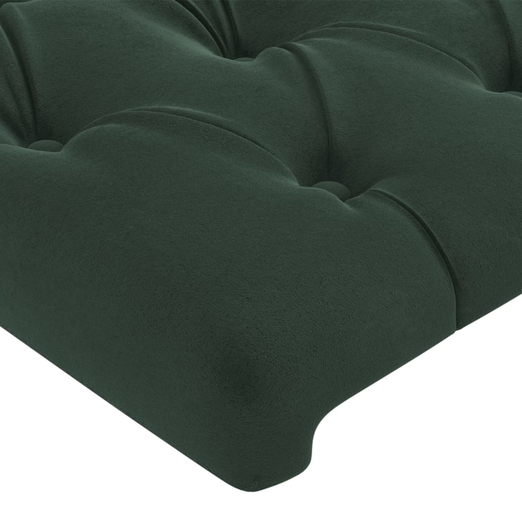 vidaXL Cabeceira de cama c/ luzes LED veludo 80x7x78/88cm verde-escuro