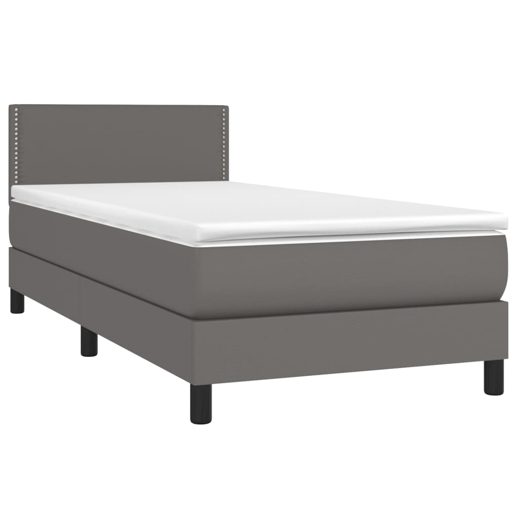 vidaXL Cama com molas/colchão 80x200 cm couro artificial cinza