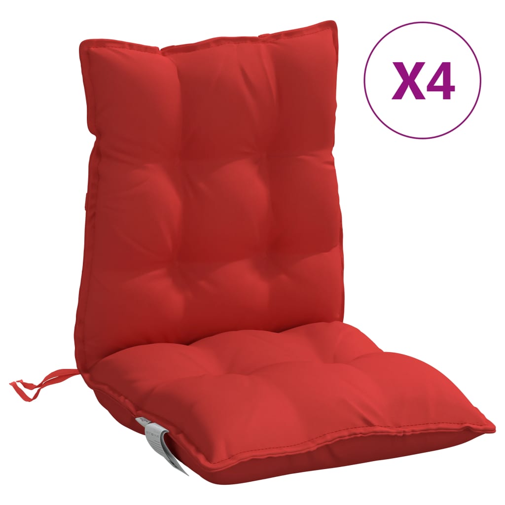 vidaXL Almofadões cadeira encosto baixo 4 pcs tecido oxford vermelho