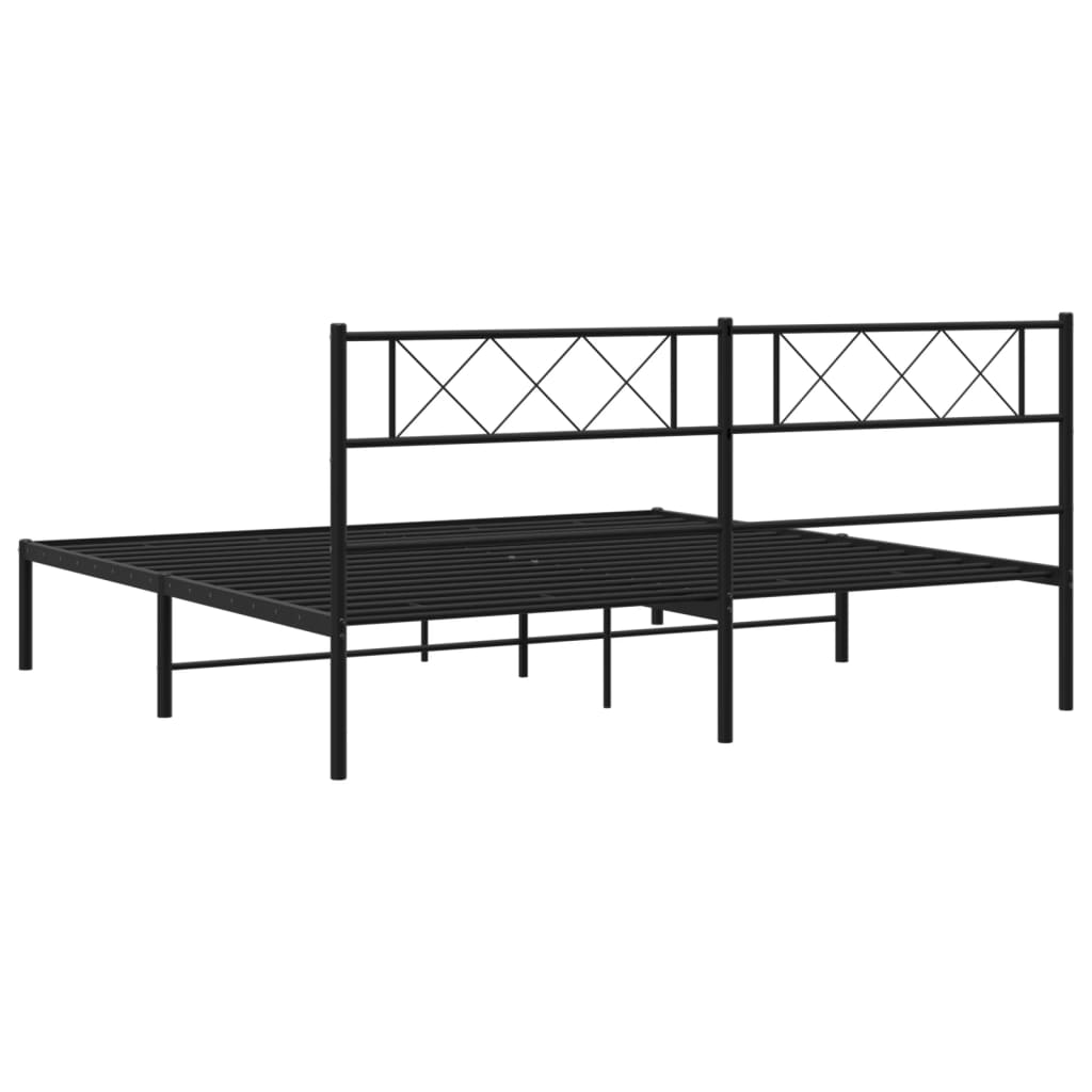vidaXL Estrutura de cama com cabeceira 193x203 cm metal preto